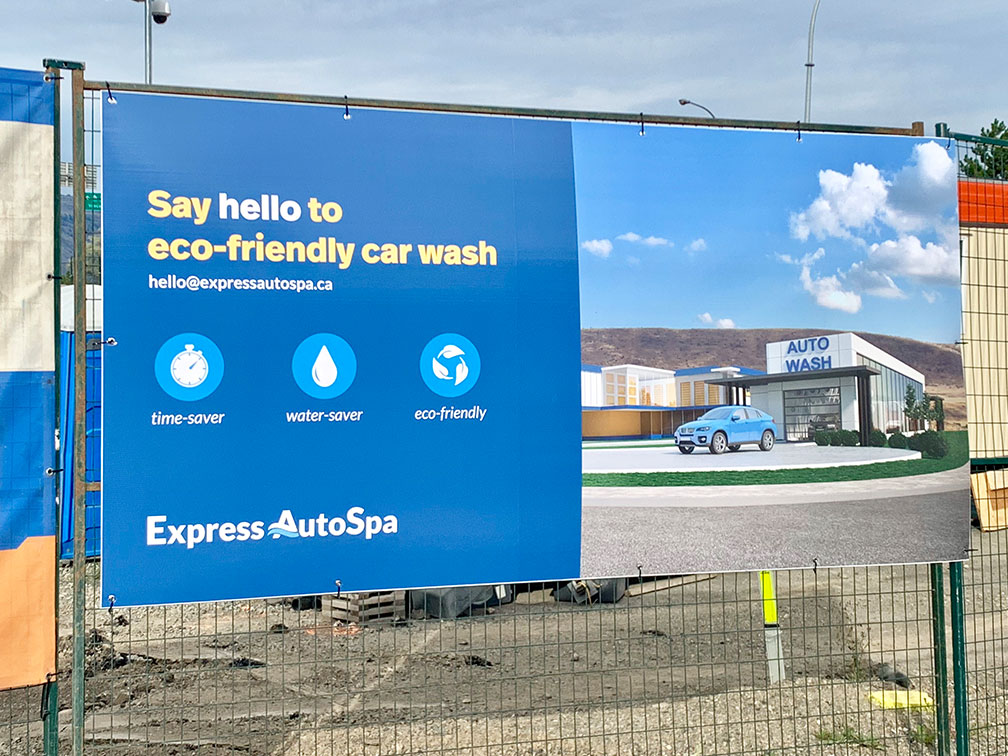Kamloops property – eco-friendly car wash signage on site