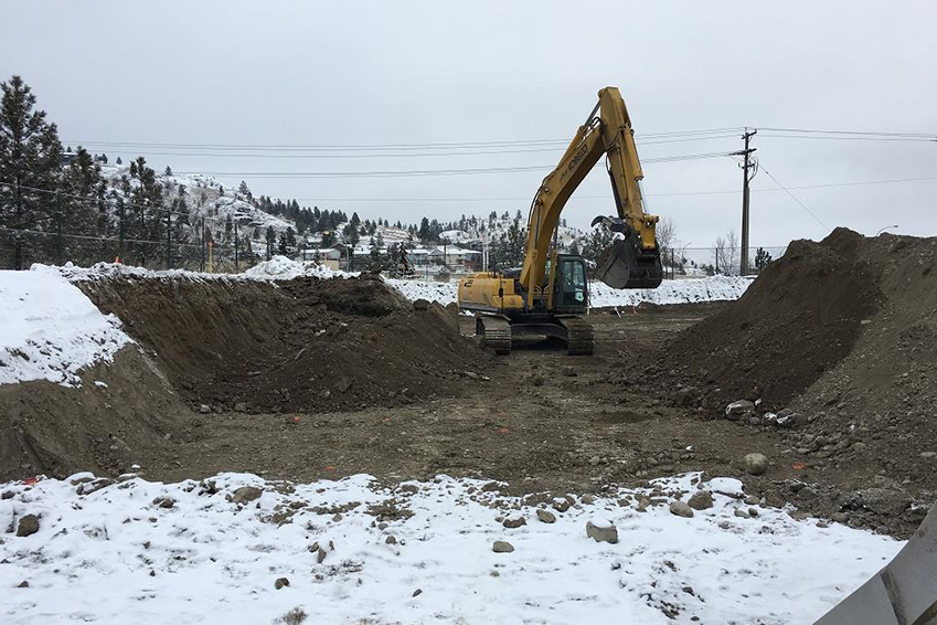 Kamloops property general view of current depth of material excavated, March 2019