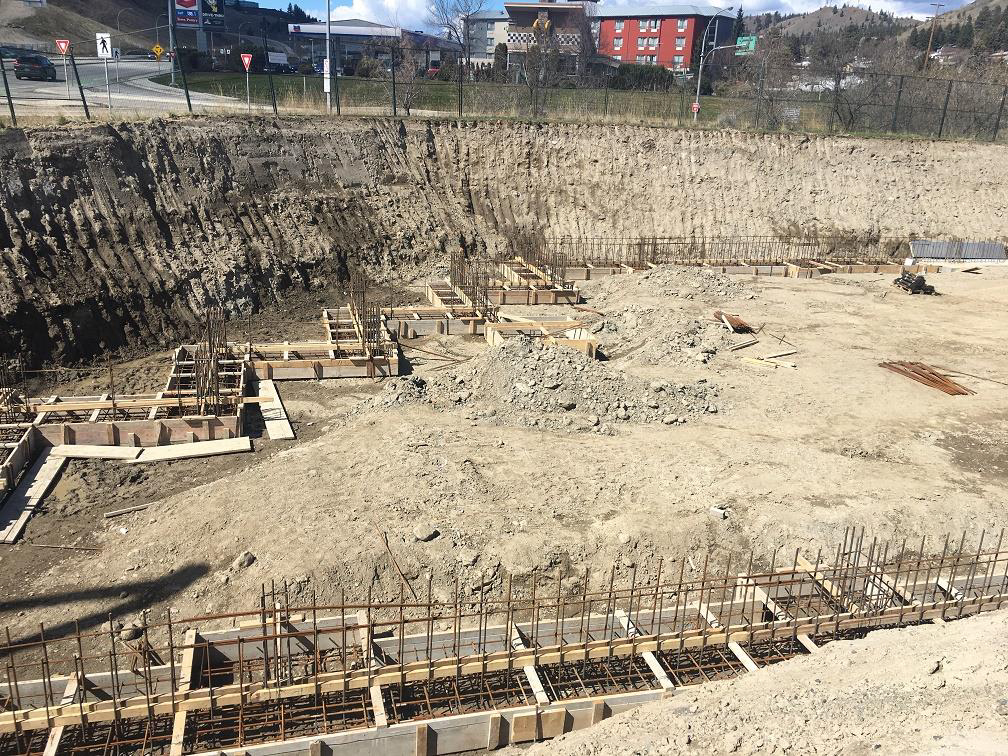 Kamloops property – progress on western face with formwork and rebar in place