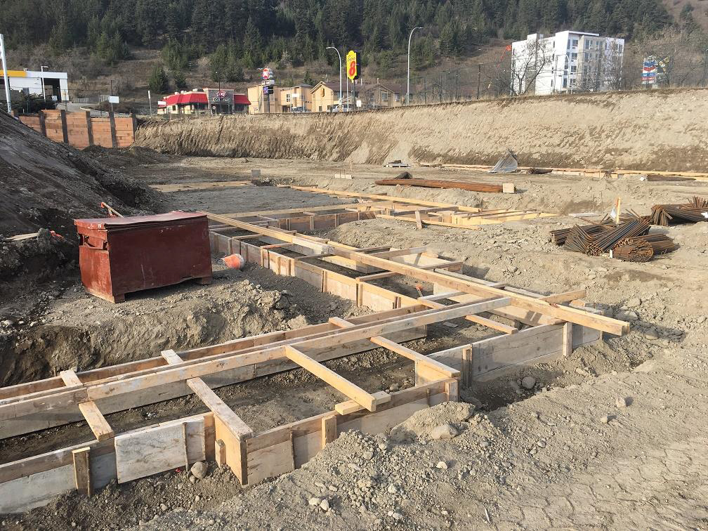 Kamloops property – formwork construction for footing details well under way