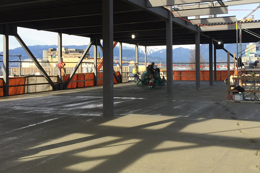 Concrete pour finished on the third floor of the NationWide Pender facility