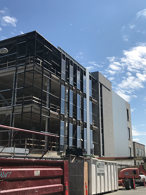 Pender property – glazing installed in progress and cladding completed for the south wall