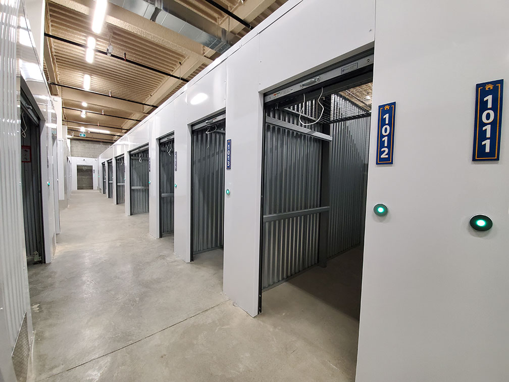 Ground floor interior storage lockers with noke keyless access system