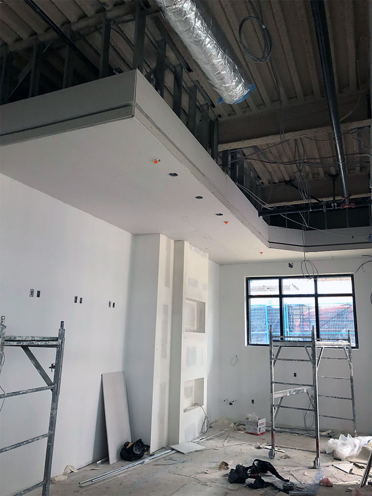 Pender property – office area being drywalled